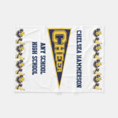 Blauwe en gele Cheerleader Fleece Blanket Deken (Voorkant (Horizontaal))