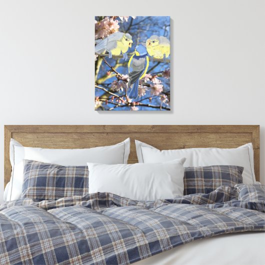 Blauwe en gele cichorei canvas afdruk (Insitu (Slaapkamer))