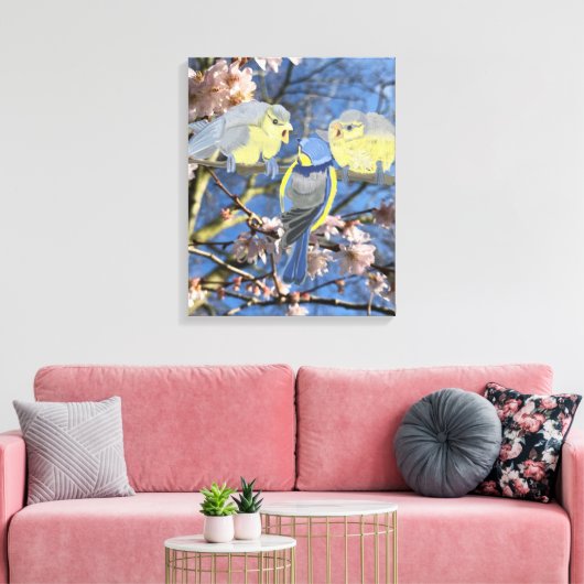 Blauwe en gele cichorei canvas afdruk (Insitu (Woonkamer))