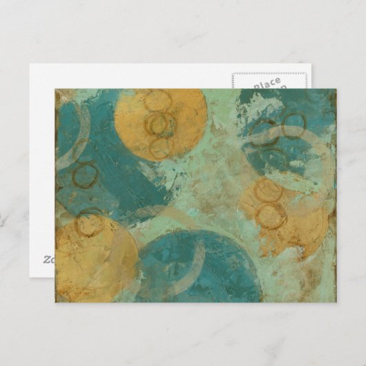 Blauwe en gele cirkels briefkaart (Voorkant / Achterkant)