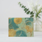 Blauwe en gele cirkels briefkaart (Staand voorkant)