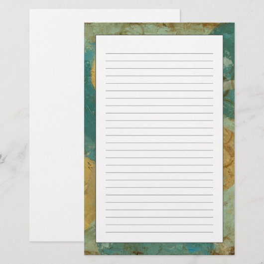 Blauwe en gele cirkels briefpapier (Voorkant / Achterkant)