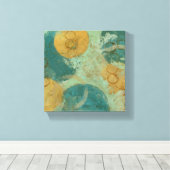 Blauwe en gele cirkels canvas afdruk (Insitu (Houten vloer))