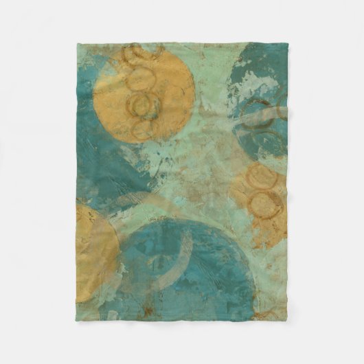 Blauwe en gele cirkels fleece deken (Voorkant)