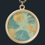 Blauwe en gele cirkels goud vergulden ketting<br><div class="desc">Blauwe en gele cirkels bevolken dit geweldige werk van Megan Meagher. Een zeer belangrijke kalkgroen dient als achtergrond voor de kleurrijke cirkels. Haal vandaag nog een kopie van deze geweldige afdruk!</div>