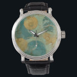 Blauwe en gele cirkels horloge<br><div class="desc">Blauwe en gele cirkels bevolken dit geweldige werk van Megan Meagher. Een zeer belangrijke kalkgroen dient als achtergrond voor de kleurrijke cirkels. Haal vandaag nog een kopie van deze geweldige afdruk!</div>