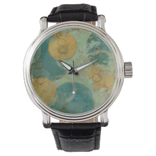 Blauwe en gele cirkels horloge