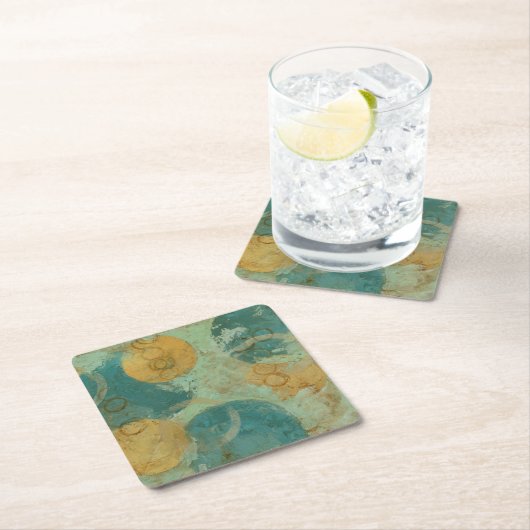 Blauwe en gele cirkels kartonnen onderzetters (Insitu)