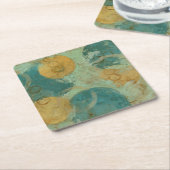 Blauwe en gele cirkels kartonnen onderzetters (Schuin)