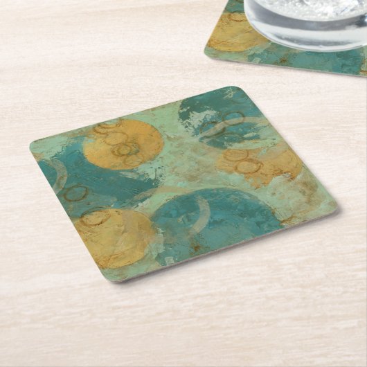 Blauwe en gele cirkels kartonnen onderzetters (Schuin)