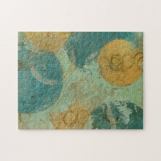 Blauwe en gele cirkels legpuzzel (Horizontaal)