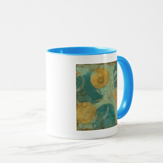 Blauwe en gele cirkels mok (Voorkant rechts)