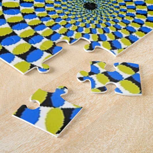 Blauwe en gele cirkels optische illusie - hard legpuzzel (Zijkant)