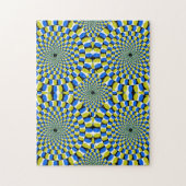 Blauwe en gele cirkels optische illusie - hard legpuzzel (Verticaal)