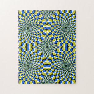 Blauwe en gele cirkels optische illusie - hard legpuzzel