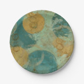 Blauwe en gele cirkels papieren bordje (Voorkant)