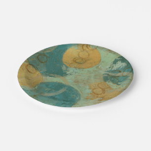 Blauwe en gele cirkels papieren bordje