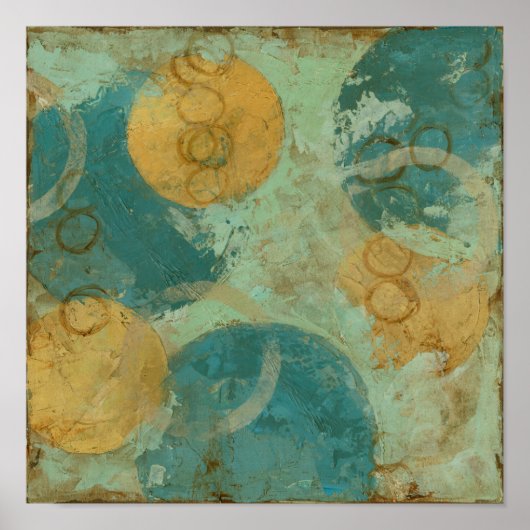 Blauwe en gele cirkels poster (Voorkant)