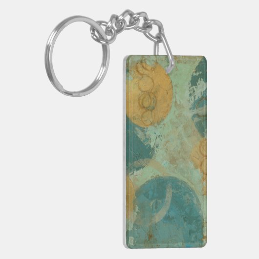 Blauwe en gele cirkels sleutelhanger (Voorkant Links)