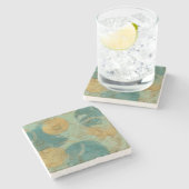 Blauwe en gele cirkels stenen onderzetter (Zijkant)