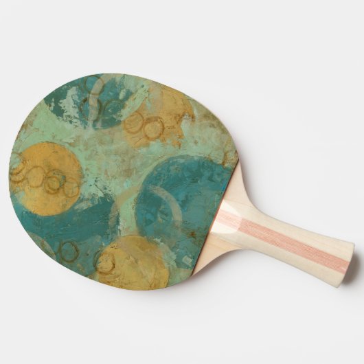 Blauwe en gele cirkels tafeltennisbatje (Zijkant)