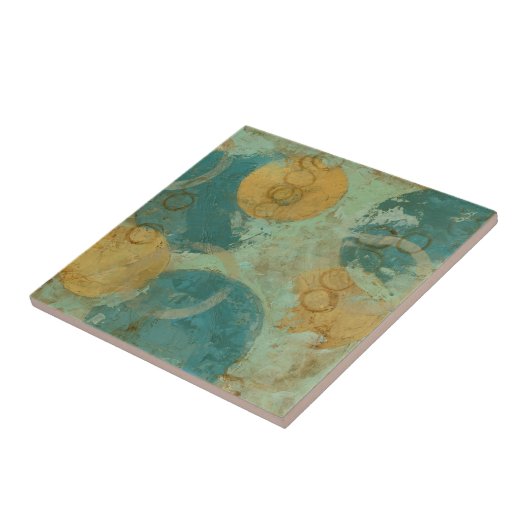 Blauwe en gele cirkels tegeltje (Zijkant)