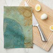 Blauwe en gele cirkels theedoek (Quarter Fold)