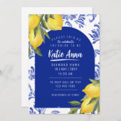 Blauwe en Gele Citroen Bruidsdouche Uitnodigingen (Voorkant / Achterkant)