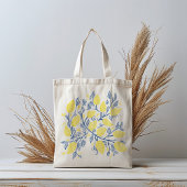 Blauwe en gele citroenwijnstokken canvas tas