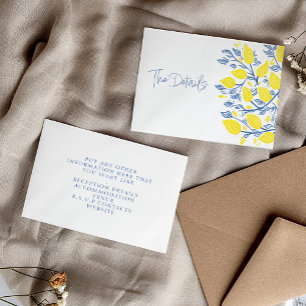 Blauwe en gele citroenwijnstokken de details informatiekaartje