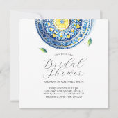 Blauwe en gele citrus bruids douche uitnodigingen (Voorkant)