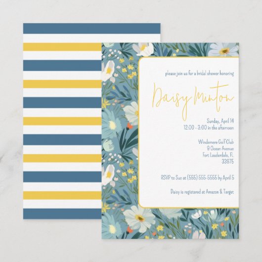 Blauwe en gele Dagen, Vrijgezellenfeest van lentev Kaart (Voorkant / Achterkant)