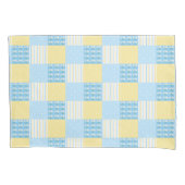 Blauwe en gele daisy quilt vierkanten kussensloop (Voorkant)
