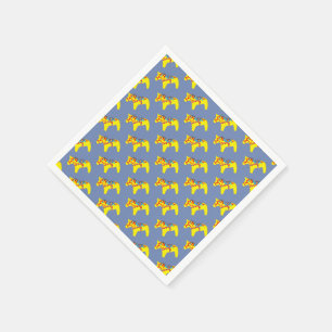 Blauwe en gele Dala Horses Servet