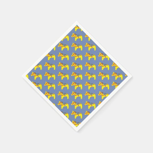Blauwe en gele Dala Horses Servet (Hoek)