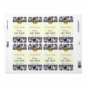 Blauwe en gele Damask Bruiloft Mini Wijn Labels (Full Sheet)