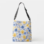 Blauwe en gele Floral Crossbody Tas (Achterkant)