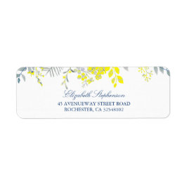 Blauwe en gele Floral Etiket