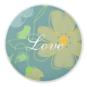 Blauwe en gele Floral geaccentreerd Keramische Knop (Voorkant)