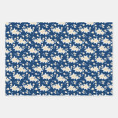 Blauwe en gele Floral Inpakpapier Vel (Voorkant 3)