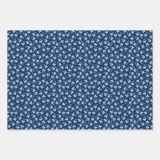 Blauwe en gele Floral Inpakpapier Vel (Voorkant 2)