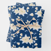 Blauwe en gele Floral Inpakpapier Vel (In situ)