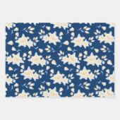 Blauwe en gele Floral Inpakpapier Vel (Voorkant)
