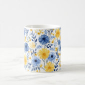 Blauwe en gele Floral Koffiemok (Center)