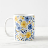 Blauwe en gele Floral Koffiemok (Links)
