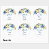Blauwe en gele Floral Weddenschap Hartelijk dank Ronde Sticker (Vel)