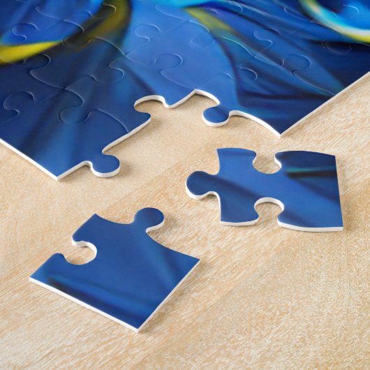 Blauwe en gele fractal legpuzzel (Zijkant)