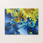 Blauwe en gele fractal legpuzzel (Horizontaal)
