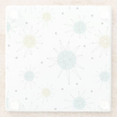 Blauwe en gele Franciscan Starburst Mid Century Glazen Onderzetter (Achterkant)