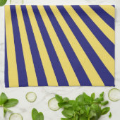 Blauwe en gele Funky Striped Abstracte Kunst Theedoek (Gevouwen)